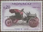 Frimärken ur Gösta Bodmans filatelistiska motivsamling, påbörjad 1950. Frimärke från Monaco, 1961. Motiv av Ford-S: 1908