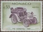 Frimärken ur Gösta Bodmans filatelistiska motivsamling, påbörjad 1950. Frimärke från Monaco, 1961. Motiv av FN- Herstal: 1901