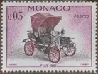 Frimärken ur Gösta Bodmans filatelistiska motivsamling, påbörjad 1950. Frimärke från Monaco, 1961. Motiv av Fiat: 1901