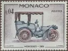 Frimärken ur Gösta Bodmans filatelistiska motivsamling, påbörjad 1950. Frimärke från Monaco, 1961. Motiv av Mercedes: 1901