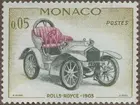 Frimärken ur Gösta Bodmans filatelistiska motivsamling, påbörjad 1950. Frimärke från Monaco, 1961. Motiv av Rolls-Royce: 1903