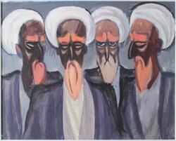 Fyra rödskäggiga perser [Akvarell]