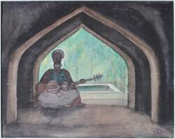 Kazvin, en gatumusikant [Akvarell]