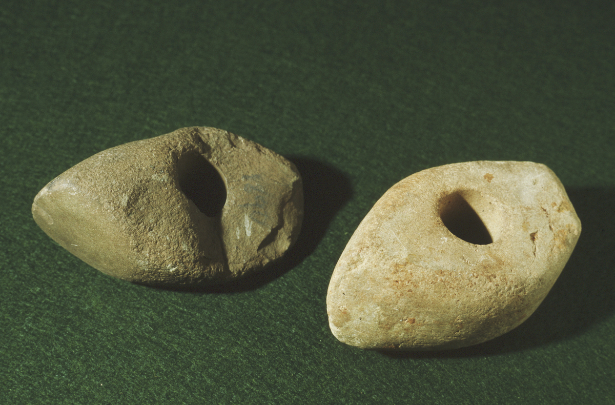 "1890. Øks med skafthul af grønsten, 12 cm lang. Langs eggen 6 cm lang og over skafthullet 6,5 cm bred. Et stort stykke af hammeren er afslået." Ny beskrivelse etter revisjon:   
Skafthulløks av grønnstein, Østmo type B. Skafthullet er ikke sentrert, svakt konisk, diam. 24-22 mm. Undersiden er flat og klart skjev. På oversiden er et stort stykke ved nakken slått av.