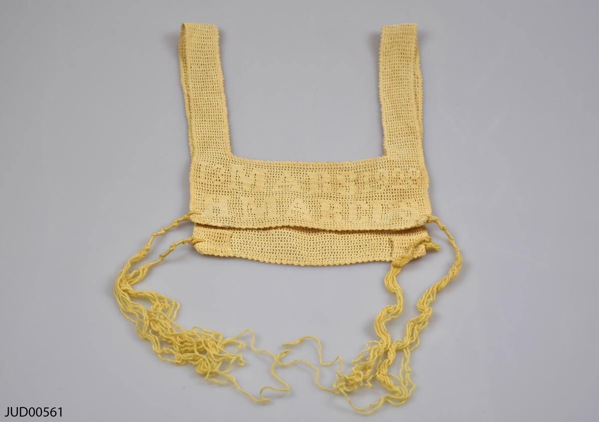 Virkad tallit katan med mönstertext: "13 mars 1928 H Marcus".