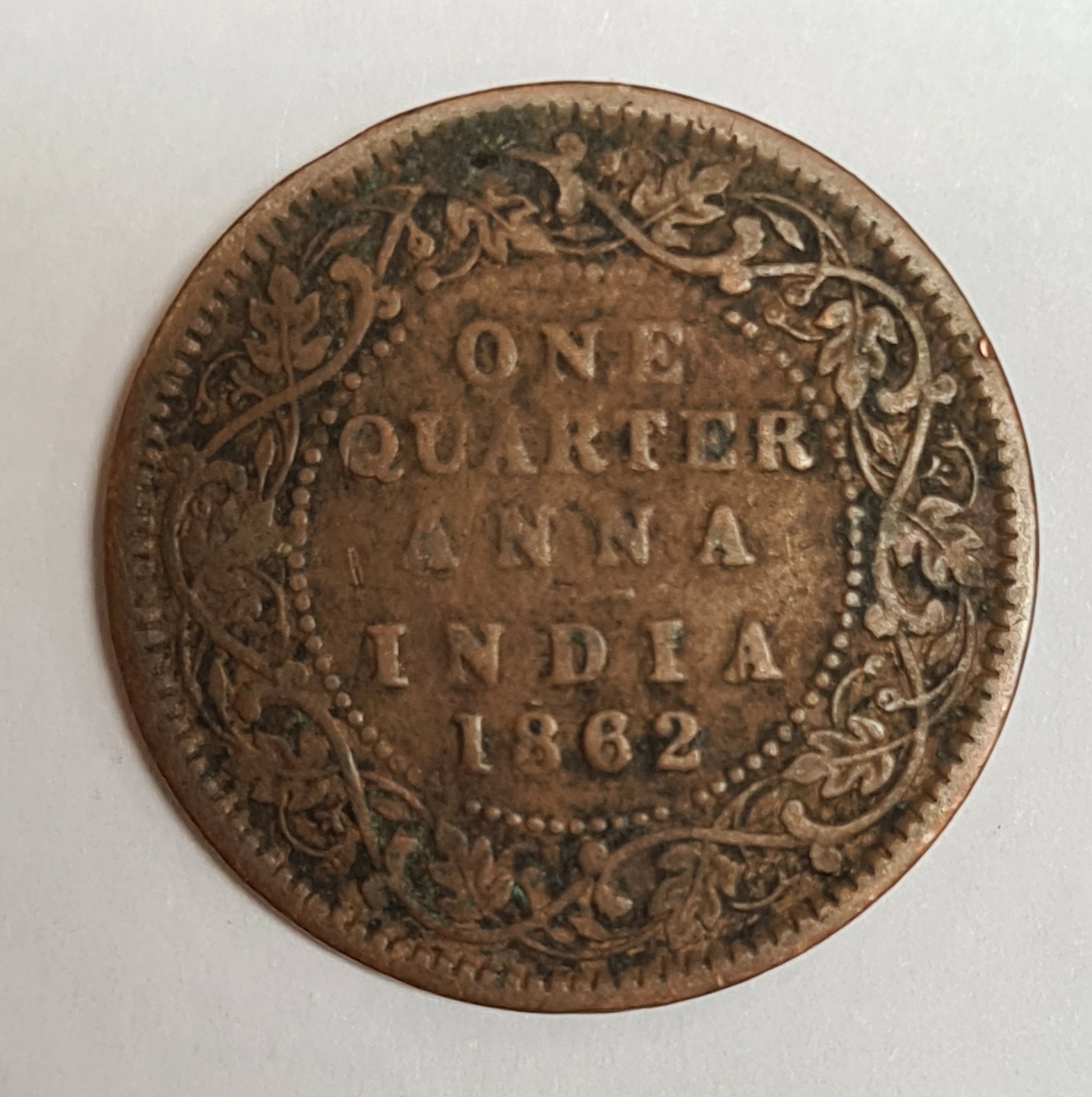 Två mynt från Indien/Storbritanien.
1/4 Anna, 1862
1/4 Anna, 1862