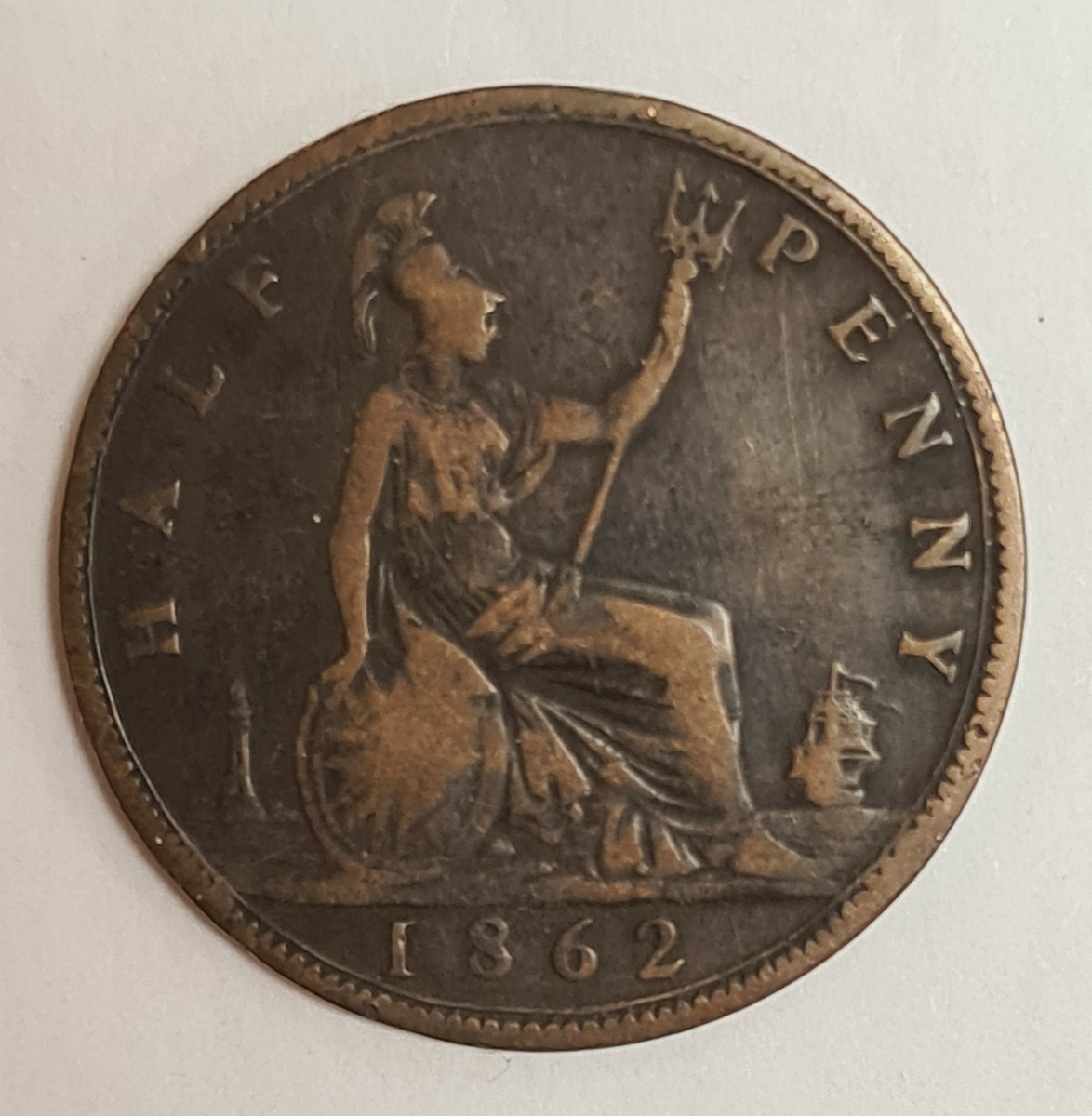 4 mynt från Storbritanien.
½ Penny, 1891
½ Penny, 1888
½ Penny, 1867
½ Penny, 1862