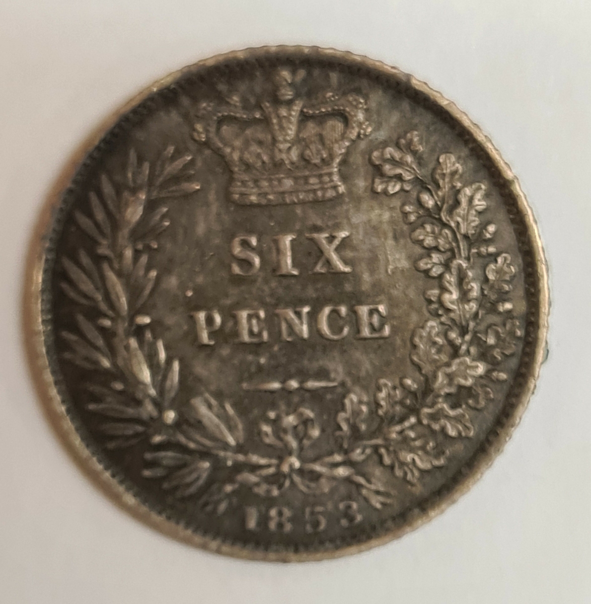 3 mynt från Storbritanien.
6 Pence, 1866
6 Pence, 1853
6 Pence, 1872