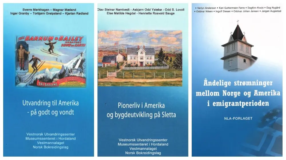 Forsidene på tre publiserte hefter