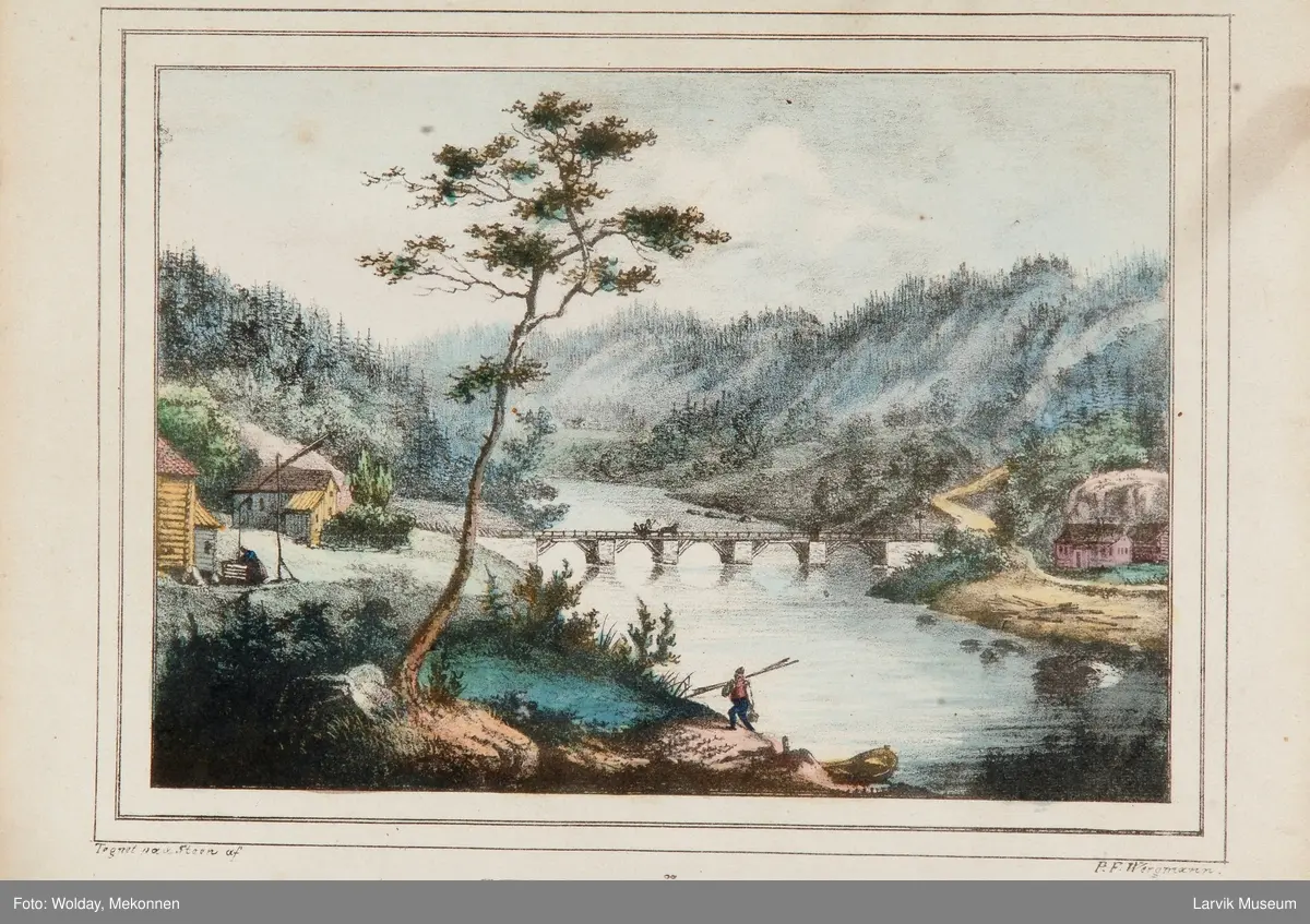 landskap med sjøhus. Stubberødbroen m/4 kar
Stubberød Broe 