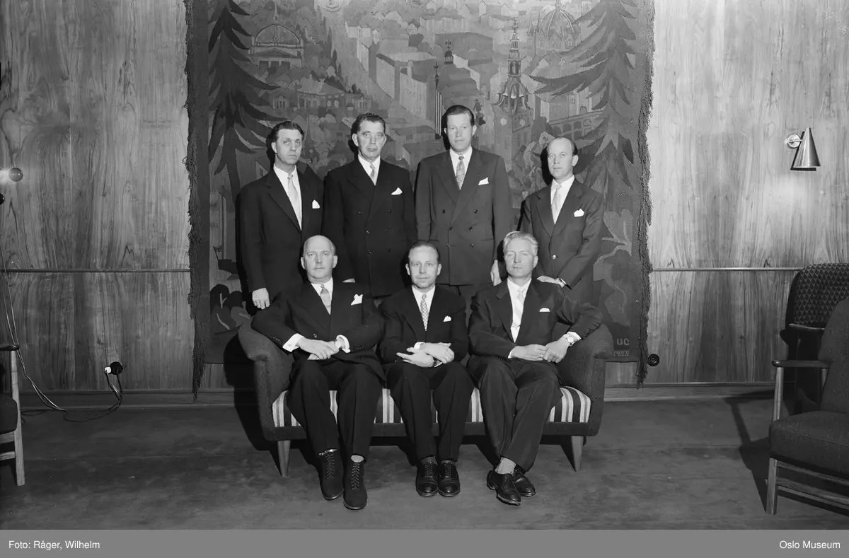 Oslo Skreddermesteres Forening, gruppe, menn, styre, veggteppe