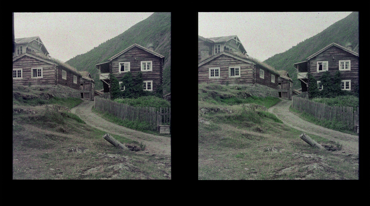 Gårdstun, Røysheim gård. Tilhører Arkitekt Hans Grendahls samling av stereobilder.