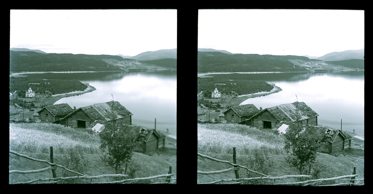 Landskap, utsikt fra Rauland, Telemark. Tilhører Arkitekt Hans Grendahls samling av stereobilder.