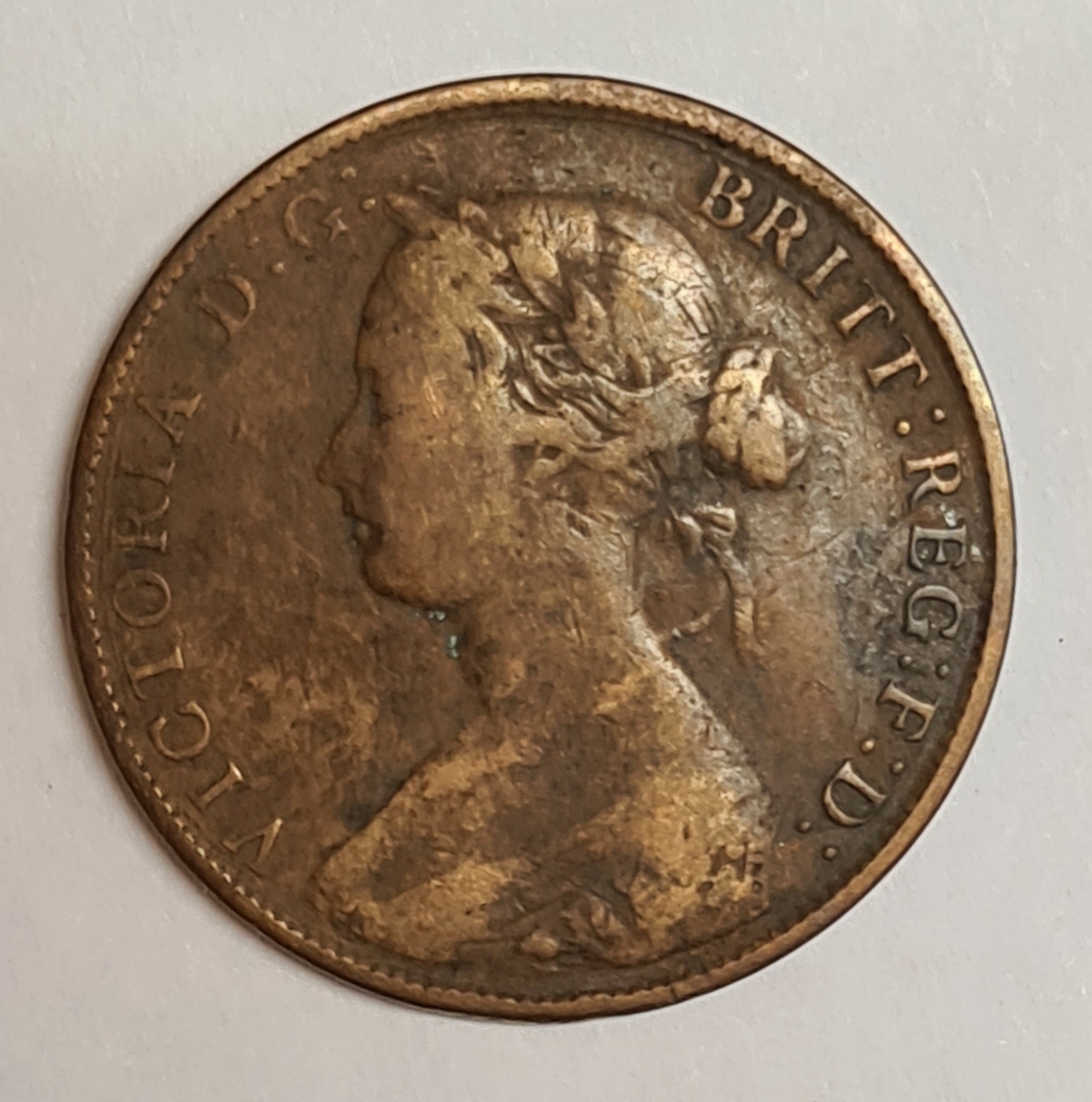 Åtta mynt från Storbritanien.
½ Penny, 1868
½ Penny, 1861
½ Penny, 1862
½ Penny, 1861
½ Penny, 1861
½ Penny, 1861
½ Penny, 1861
½ Penny, 1861