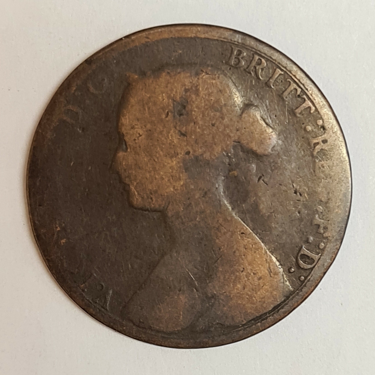 Åtta mynt från Storbritanien.
½ Penny, 1868
½ Penny, 1861
½ Penny, 1862
½ Penny, 1861
½ Penny, 1861
½ Penny, 1861
½ Penny, 1861
½ Penny, 1861