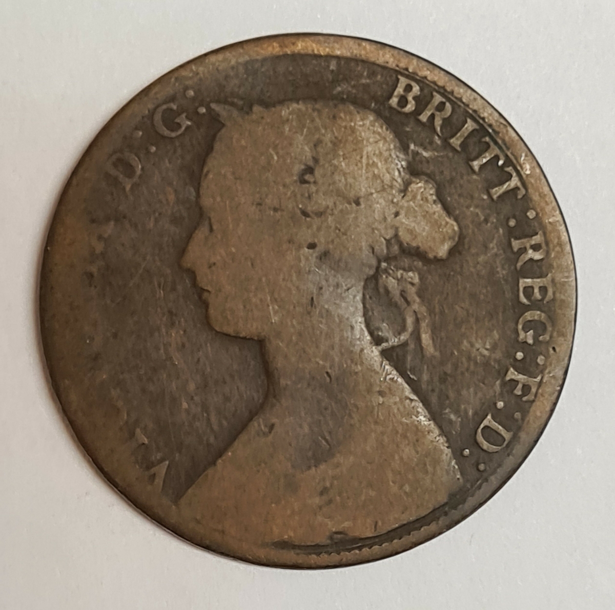Åtta mynt från Storbritanien.
½ Penny, 1868
½ Penny, 1861
½ Penny, 1862
½ Penny, 1861
½ Penny, 1861
½ Penny, 1861
½ Penny, 1861
½ Penny, 1861