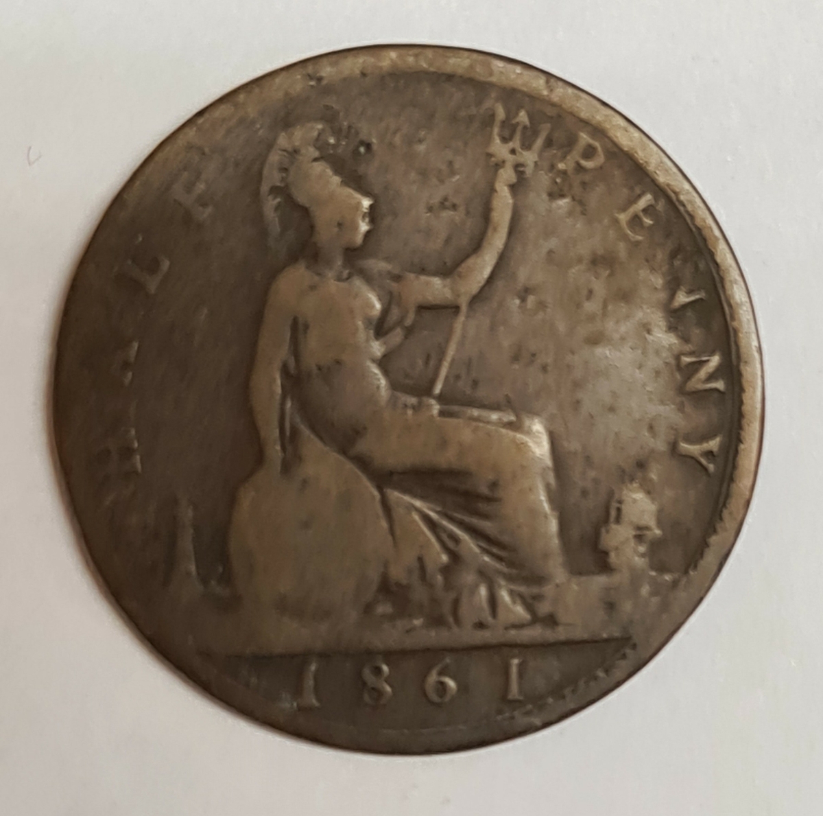 Åtta mynt från Storbritanien.
½ Penny, 1868
½ Penny, 1861
½ Penny, 1862
½ Penny, 1861
½ Penny, 1861
½ Penny, 1861
½ Penny, 1861
½ Penny, 1861