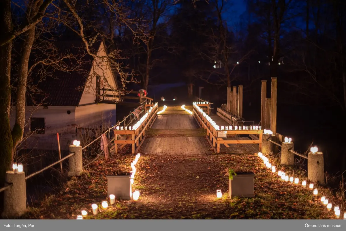 Ljusmanifestation mot rivningen av Järle kvarndamm 10 december 2020.