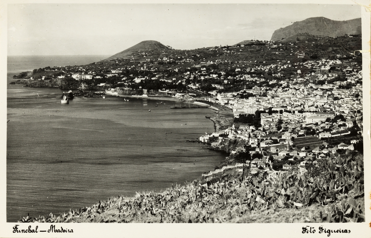 Postkort med motiv fra Funchal, Madeira. Kjøpt under reise i 1953.