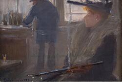 Elegant dame på bar [Maleri]