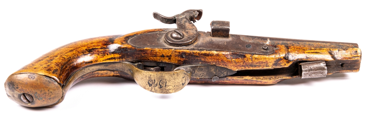 Pistol med knallhattslås, 1800-talet. Mynningsladdare.