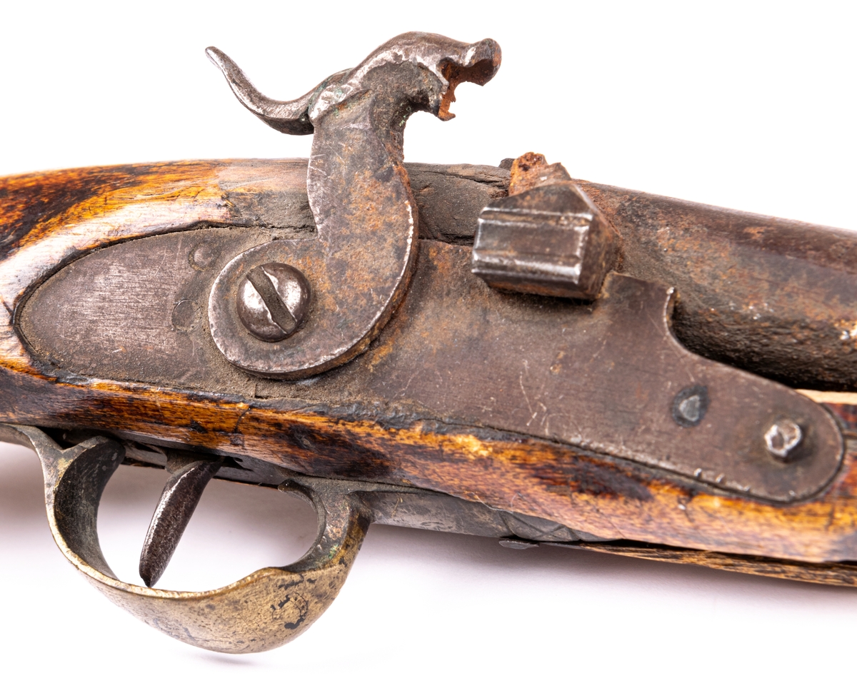 Pistol med knallhattslås, 1800-talet. Mynningsladdare.