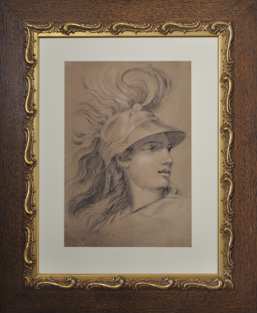 Teckning av Carl Larsson "Hermes", sign CL.
Ramad.