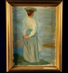 Vid sjön (Hilda med käppen) [Målning]