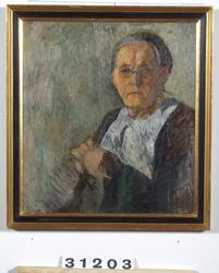 Mor stickar, sorgsen [Målning]