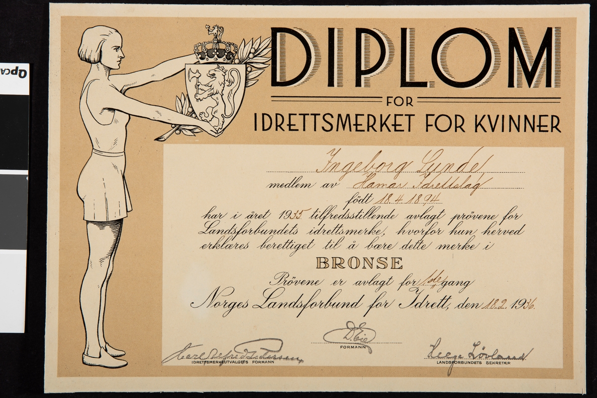 Diplom i glass og ramme