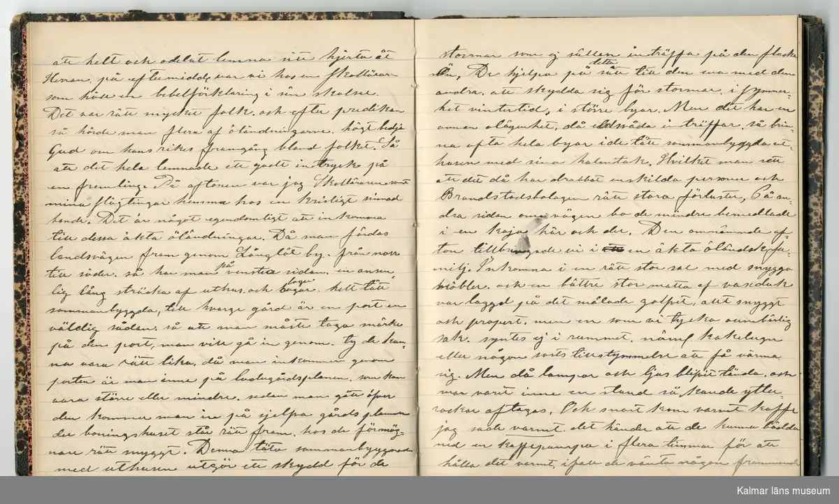 KLM 46431:2. Dagbok. Levnadsteckning. Del 2. Levnadsteckning skriven av garvaren Carl Gustaf Petersson. Nedteckningen började då familjen flyttade från Mönsterås till Eksjö 1884 och fortsatter fram till 1902. Berättelsen omfattar tiden från 1841 då han föddes i Köping, till 1902. Berättelse tar upp vardagliga händelser och bekymmer i en garvares tillvaro. Garveriyrket innebar för hans del att en stor del av tiden var han på resande fot till marknader mm. Han har under en längre tid ekonomiska bekymmer som ökar och blir ohållbart, vilket också leder till att han blir ställd inför rättslig prövning. Han blir dömd till fängelse i två månader för ekonomiska försummelser, fängelsetiden verkställs i Stockholm i fängelset på Långholmen. Även detta beskrivs mycket ingående i dagboken, han avtjänar sitt straff från onsdagen den 14 februari 1894 till lördagen den 14 april 1894.