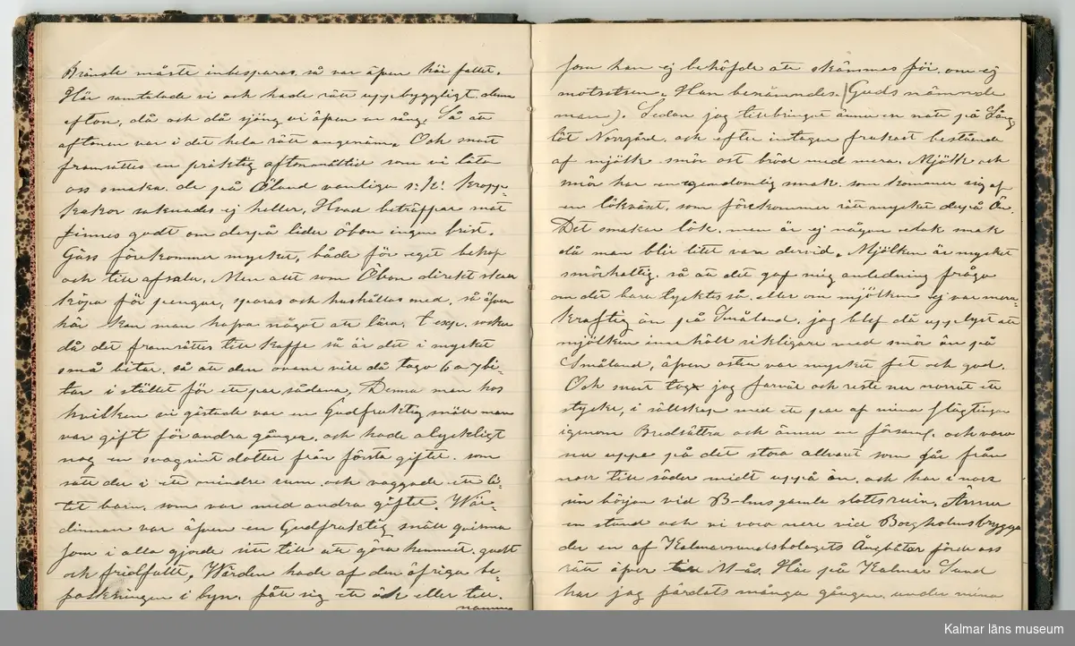 KLM 46431:2. Dagbok. Levnadsteckning. Del 2. Levnadsteckning skriven av garvaren Carl Gustaf Petersson. Nedteckningen började då familjen flyttade från Mönsterås till Eksjö 1884 och fortsatter fram till 1902. Berättelsen omfattar tiden från 1841 då han föddes i Köping, till 1902. Berättelse tar upp vardagliga händelser och bekymmer i en garvares tillvaro. Garveriyrket innebar för hans del att en stor del av tiden var han på resande fot till marknader mm. Han har under en längre tid ekonomiska bekymmer som ökar och blir ohållbart, vilket också leder till att han blir ställd inför rättslig prövning. Han blir dömd till fängelse i två månader för ekonomiska försummelser, fängelsetiden verkställs i Stockholm i fängelset på Långholmen. Även detta beskrivs mycket ingående i dagboken, han avtjänar sitt straff från onsdagen den 14 februari 1894 till lördagen den 14 april 1894.