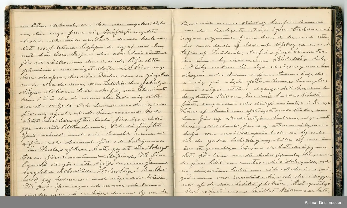 KLM 46431:2. Dagbok. Levnadsteckning. Del 2. Levnadsteckning skriven av garvaren Carl Gustaf Petersson. Nedteckningen började då familjen flyttade från Mönsterås till Eksjö 1884 och fortsatter fram till 1902. Berättelsen omfattar tiden från 1841 då han föddes i Köping, till 1902. Berättelse tar upp vardagliga händelser och bekymmer i en garvares tillvaro. Garveriyrket innebar för hans del att en stor del av tiden var han på resande fot till marknader mm. Han har under en längre tid ekonomiska bekymmer som ökar och blir ohållbart, vilket också leder till att han blir ställd inför rättslig prövning. Han blir dömd till fängelse i två månader för ekonomiska försummelser, fängelsetiden verkställs i Stockholm i fängelset på Långholmen. Även detta beskrivs mycket ingående i dagboken, han avtjänar sitt straff från onsdagen den 14 februari 1894 till lördagen den 14 april 1894.