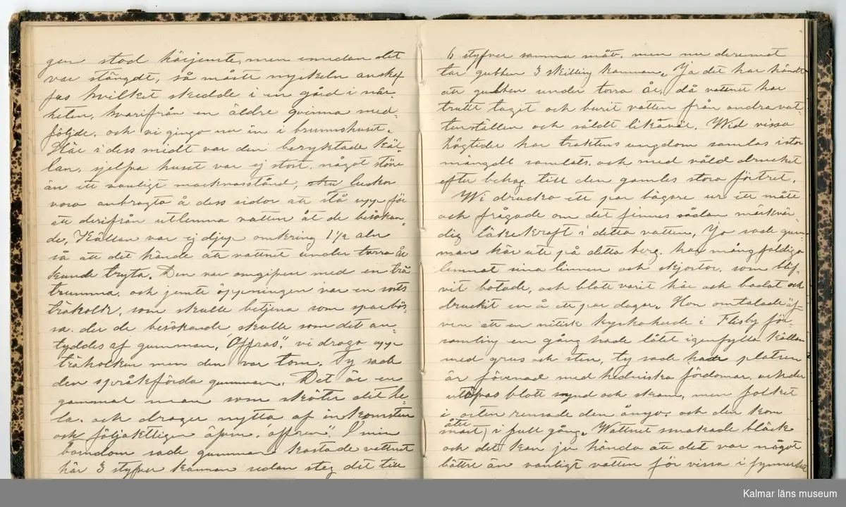 KLM 46431:2. Dagbok. Levnadsteckning. Del 2. Levnadsteckning skriven av garvaren Carl Gustaf Petersson. Nedteckningen började då familjen flyttade från Mönsterås till Eksjö 1884 och fortsatter fram till 1902. Berättelsen omfattar tiden från 1841 då han föddes i Köping, till 1902. Berättelse tar upp vardagliga händelser och bekymmer i en garvares tillvaro. Garveriyrket innebar för hans del att en stor del av tiden var han på resande fot till marknader mm. Han har under en längre tid ekonomiska bekymmer som ökar och blir ohållbart, vilket också leder till att han blir ställd inför rättslig prövning. Han blir dömd till fängelse i två månader för ekonomiska försummelser, fängelsetiden verkställs i Stockholm i fängelset på Långholmen. Även detta beskrivs mycket ingående i dagboken, han avtjänar sitt straff från onsdagen den 14 februari 1894 till lördagen den 14 april 1894.