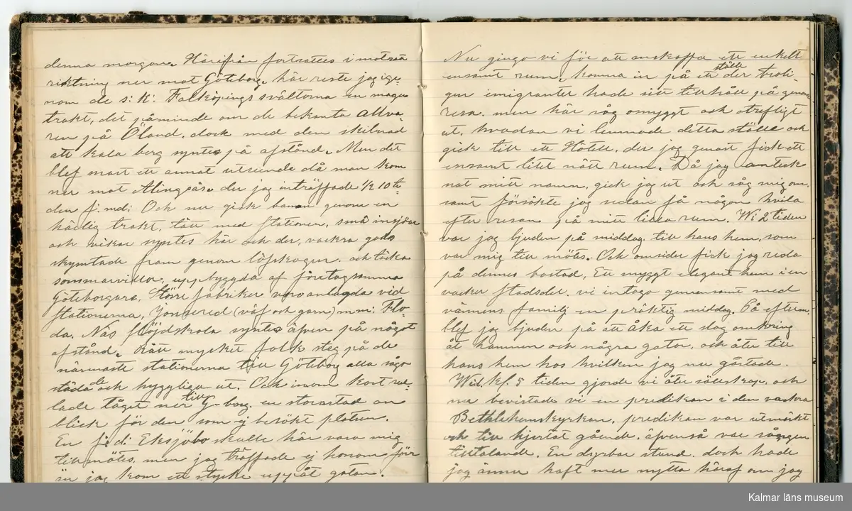 KLM 46431:2. Dagbok. Levnadsteckning. Del 2. Levnadsteckning skriven av garvaren Carl Gustaf Petersson. Nedteckningen började då familjen flyttade från Mönsterås till Eksjö 1884 och fortsatter fram till 1902. Berättelsen omfattar tiden från 1841 då han föddes i Köping, till 1902. Berättelse tar upp vardagliga händelser och bekymmer i en garvares tillvaro. Garveriyrket innebar för hans del att en stor del av tiden var han på resande fot till marknader mm. Han har under en längre tid ekonomiska bekymmer som ökar och blir ohållbart, vilket också leder till att han blir ställd inför rättslig prövning. Han blir dömd till fängelse i två månader för ekonomiska försummelser, fängelsetiden verkställs i Stockholm i fängelset på Långholmen. Även detta beskrivs mycket ingående i dagboken, han avtjänar sitt straff från onsdagen den 14 februari 1894 till lördagen den 14 april 1894.