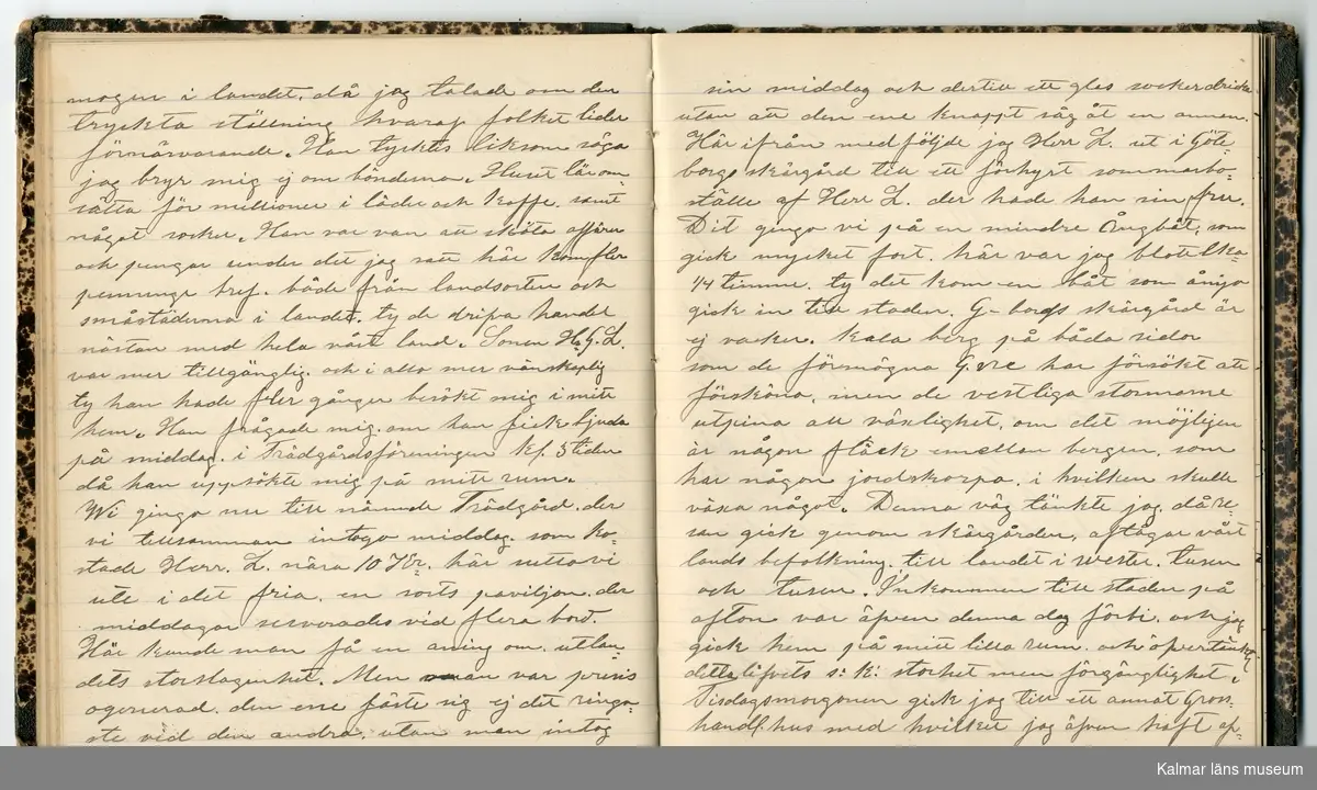 KLM 46431:2. Dagbok. Levnadsteckning. Del 2. Levnadsteckning skriven av garvaren Carl Gustaf Petersson. Nedteckningen började då familjen flyttade från Mönsterås till Eksjö 1884 och fortsatter fram till 1902. Berättelsen omfattar tiden från 1841 då han föddes i Köping, till 1902. Berättelse tar upp vardagliga händelser och bekymmer i en garvares tillvaro. Garveriyrket innebar för hans del att en stor del av tiden var han på resande fot till marknader mm. Han har under en längre tid ekonomiska bekymmer som ökar och blir ohållbart, vilket också leder till att han blir ställd inför rättslig prövning. Han blir dömd till fängelse i två månader för ekonomiska försummelser, fängelsetiden verkställs i Stockholm i fängelset på Långholmen. Även detta beskrivs mycket ingående i dagboken, han avtjänar sitt straff från onsdagen den 14 februari 1894 till lördagen den 14 april 1894.