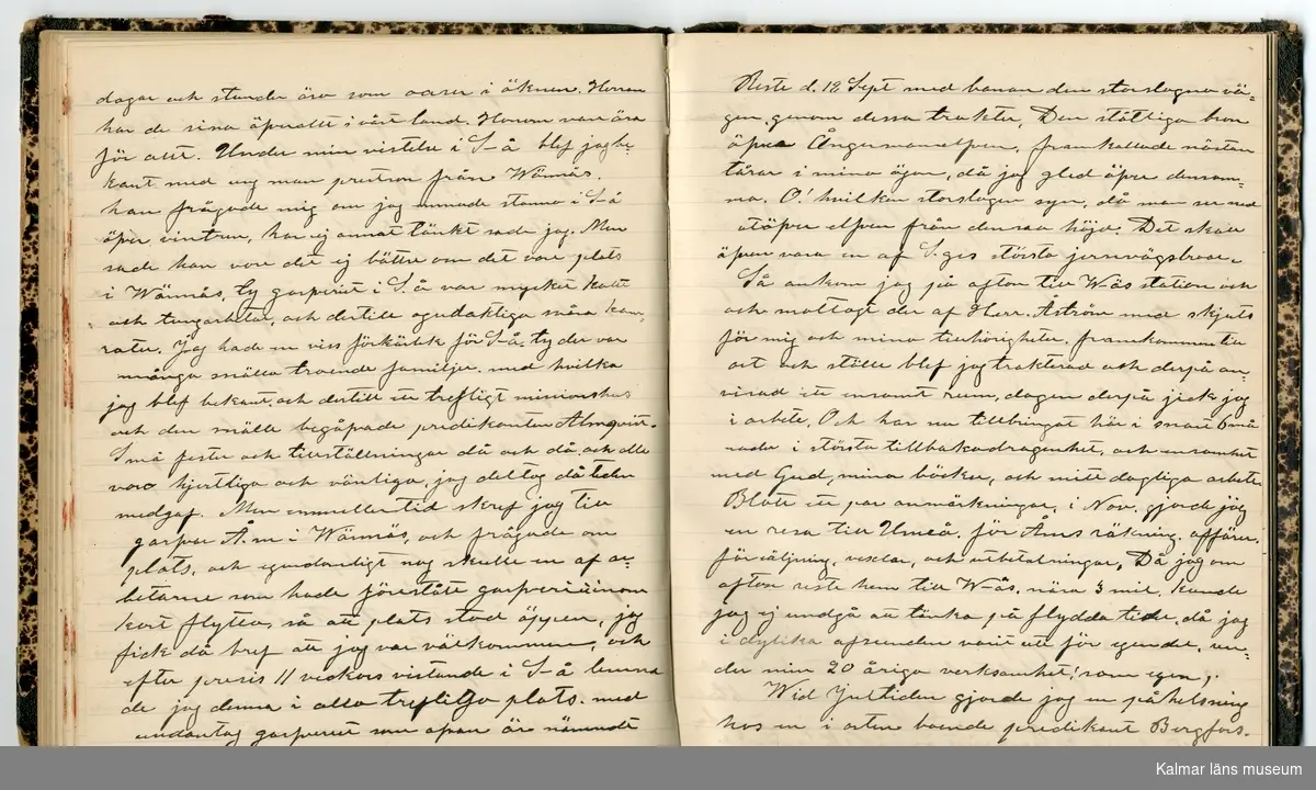 KLM 46431:2. Dagbok. Levnadsteckning. Del 2. Levnadsteckning skriven av garvaren Carl Gustaf Petersson. Nedteckningen började då familjen flyttade från Mönsterås till Eksjö 1884 och fortsatter fram till 1902. Berättelsen omfattar tiden från 1841 då han föddes i Köping, till 1902. Berättelse tar upp vardagliga händelser och bekymmer i en garvares tillvaro. Garveriyrket innebar för hans del att en stor del av tiden var han på resande fot till marknader mm. Han har under en längre tid ekonomiska bekymmer som ökar och blir ohållbart, vilket också leder till att han blir ställd inför rättslig prövning. Han blir dömd till fängelse i två månader för ekonomiska försummelser, fängelsetiden verkställs i Stockholm i fängelset på Långholmen. Även detta beskrivs mycket ingående i dagboken, han avtjänar sitt straff från onsdagen den 14 februari 1894 till lördagen den 14 april 1894.