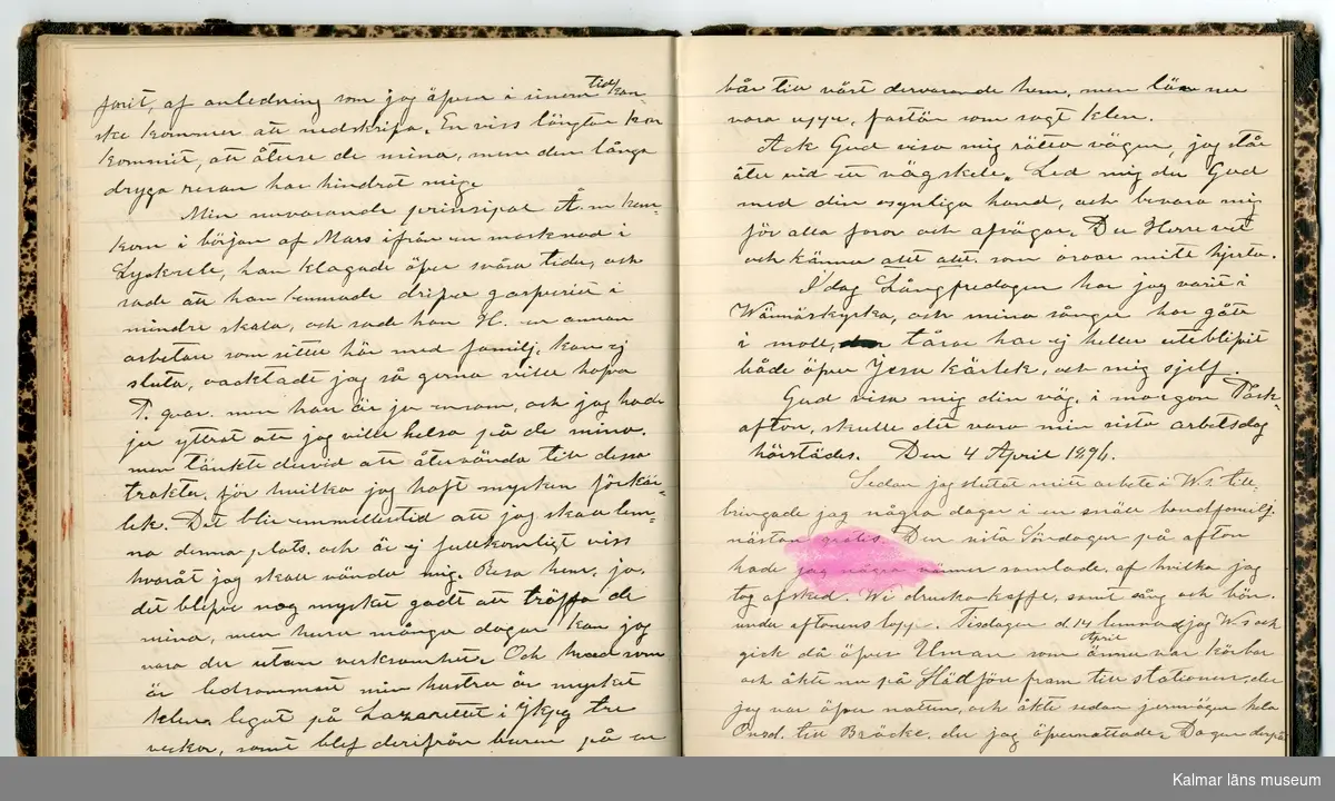 KLM 46431:2. Dagbok. Levnadsteckning. Del 2. Levnadsteckning skriven av garvaren Carl Gustaf Petersson. Nedteckningen började då familjen flyttade från Mönsterås till Eksjö 1884 och fortsatter fram till 1902. Berättelsen omfattar tiden från 1841 då han föddes i Köping, till 1902. Berättelse tar upp vardagliga händelser och bekymmer i en garvares tillvaro. Garveriyrket innebar för hans del att en stor del av tiden var han på resande fot till marknader mm. Han har under en längre tid ekonomiska bekymmer som ökar och blir ohållbart, vilket också leder till att han blir ställd inför rättslig prövning. Han blir dömd till fängelse i två månader för ekonomiska försummelser, fängelsetiden verkställs i Stockholm i fängelset på Långholmen. Även detta beskrivs mycket ingående i dagboken, han avtjänar sitt straff från onsdagen den 14 februari 1894 till lördagen den 14 april 1894.