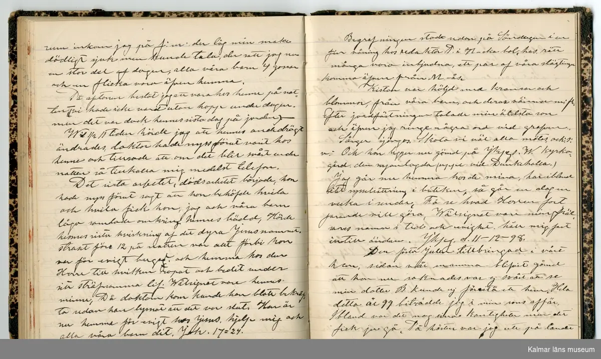 KLM 46431:2. Dagbok. Levnadsteckning. Del 2. Levnadsteckning skriven av garvaren Carl Gustaf Petersson. Nedteckningen började då familjen flyttade från Mönsterås till Eksjö 1884 och fortsatter fram till 1902. Berättelsen omfattar tiden från 1841 då han föddes i Köping, till 1902. Berättelse tar upp vardagliga händelser och bekymmer i en garvares tillvaro. Garveriyrket innebar för hans del att en stor del av tiden var han på resande fot till marknader mm. Han har under en längre tid ekonomiska bekymmer som ökar och blir ohållbart, vilket också leder till att han blir ställd inför rättslig prövning. Han blir dömd till fängelse i två månader för ekonomiska försummelser, fängelsetiden verkställs i Stockholm i fängelset på Långholmen. Även detta beskrivs mycket ingående i dagboken, han avtjänar sitt straff från onsdagen den 14 februari 1894 till lördagen den 14 april 1894.