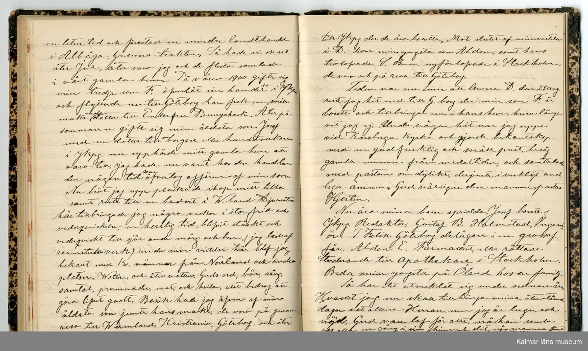 KLM 46431:2. Dagbok. Levnadsteckning. Del 2. Levnadsteckning skriven av garvaren Carl Gustaf Petersson. Nedteckningen började då familjen flyttade från Mönsterås till Eksjö 1884 och fortsatter fram till 1902. Berättelsen omfattar tiden från 1841 då han föddes i Köping, till 1902. Berättelse tar upp vardagliga händelser och bekymmer i en garvares tillvaro. Garveriyrket innebar för hans del att en stor del av tiden var han på resande fot till marknader mm. Han har under en längre tid ekonomiska bekymmer som ökar och blir ohållbart, vilket också leder till att han blir ställd inför rättslig prövning. Han blir dömd till fängelse i två månader för ekonomiska försummelser, fängelsetiden verkställs i Stockholm i fängelset på Långholmen. Även detta beskrivs mycket ingående i dagboken, han avtjänar sitt straff från onsdagen den 14 februari 1894 till lördagen den 14 april 1894.