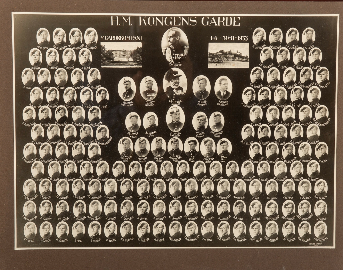 Foto av Kongens garde 1933, innrammet.