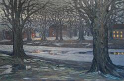 Utsikt över Pråmkanalen i Karlstad [Målning]