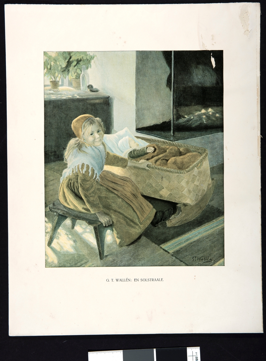 Kunstner G.T.Wallén. Tittel "En solstraale". Trykt på kraftig papir
