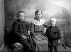 Tre barn.
Otto Jonsson från Rågsand, Asker (beställare).
På bilden från vänster Valdemar Ottosson (född 1907), Margit Ottosson (född 1905) och Lennart Ottosson. Barnets föräldrar hette Otto Jonsson och Amelie Persson. 
Margit Ottosson gifte sig med Erik W. Ernestam.