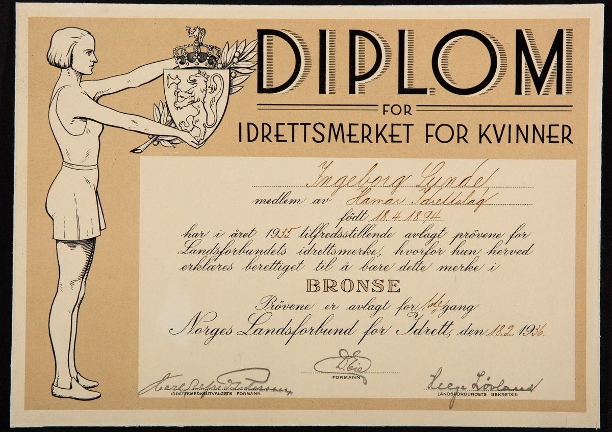 Diplom i glass og ramme