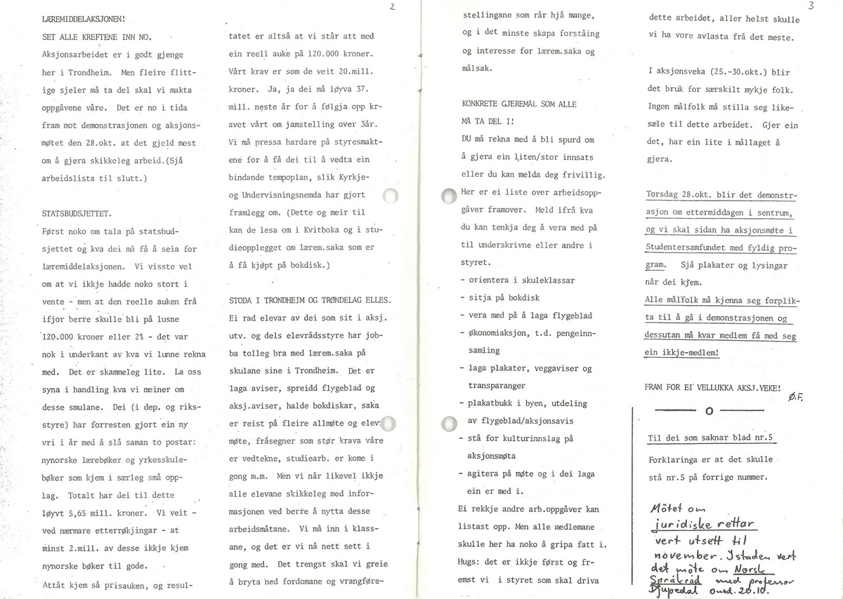 Utgåve av Målbladet på 12 A5-sider frå oktober 1976. Målbladet var medlemsavisa til Norsk Målungdom i Trondheim. Bladet er sendt til NMU Volda ved Berit Øygard.