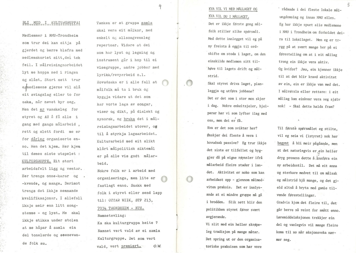 Utgåve av Målbladet på 12 A5-sider frå oktober 1976. Målbladet var medlemsavisa til Norsk Målungdom i Trondheim. Bladet er sendt til NMU Volda ved Berit Øygard.