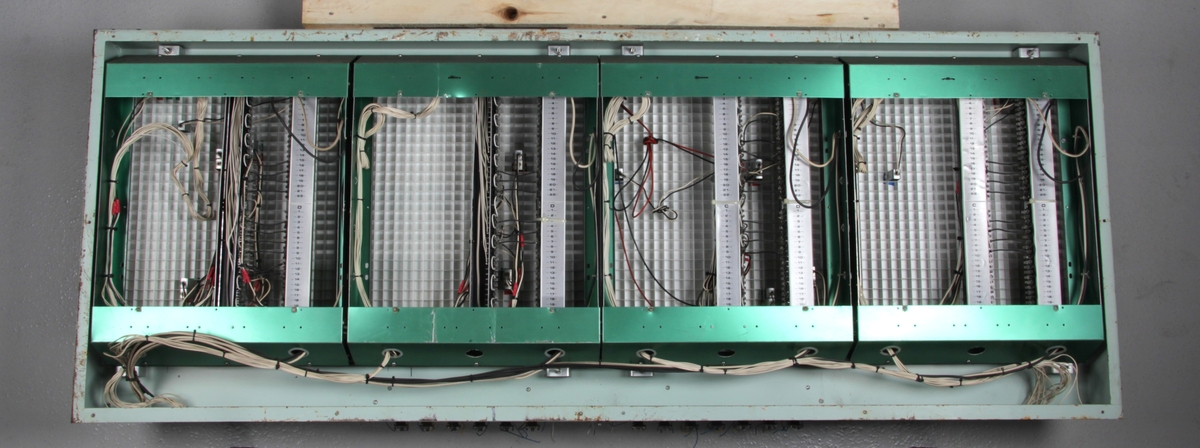 Kontrollpanel med tavle som viser skjematisk oversikt over produksjonssystemet.