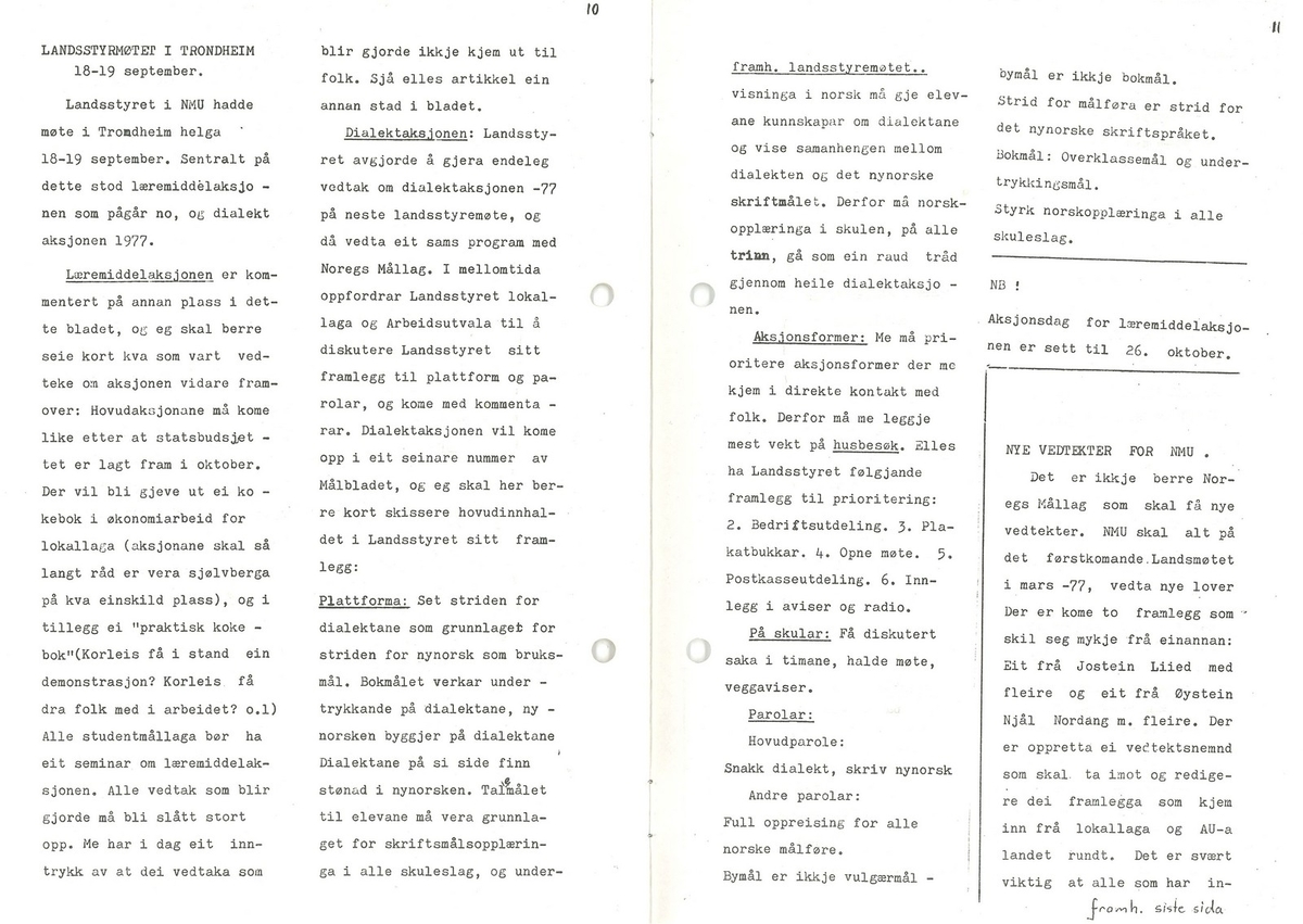 Utgåve av Målbladet på 12 A5-sider frå september 1976. Målbladet var medlemsavisa til Norsk Målungdom i Trondheim.