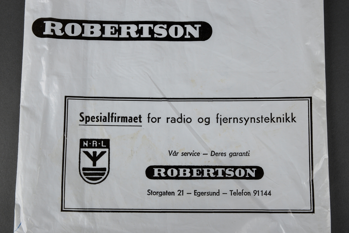 Liten handlepose i plast.